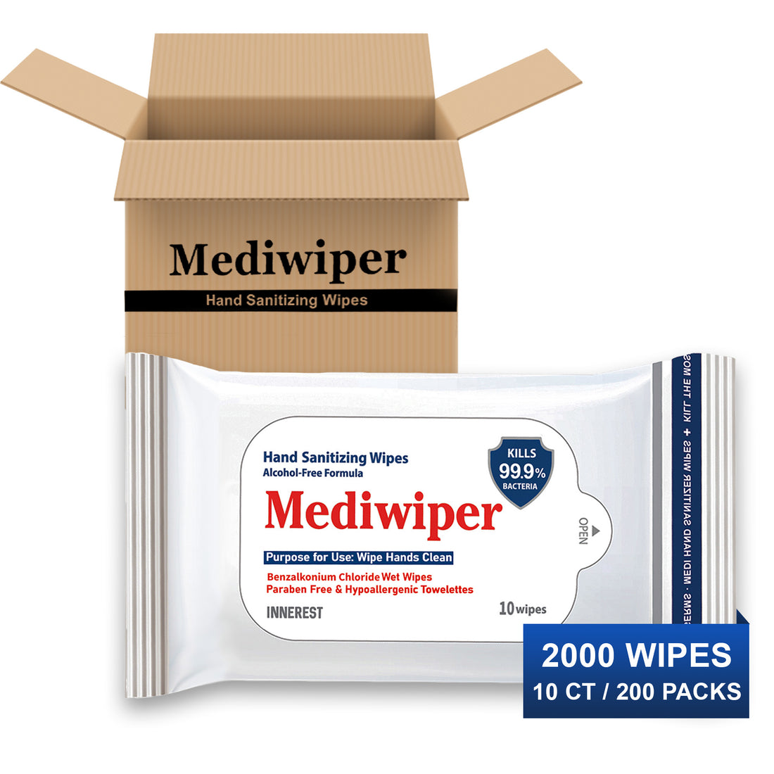 Mediwiper | 10 Count Hand Sanitizer Wipes (Travel Size)