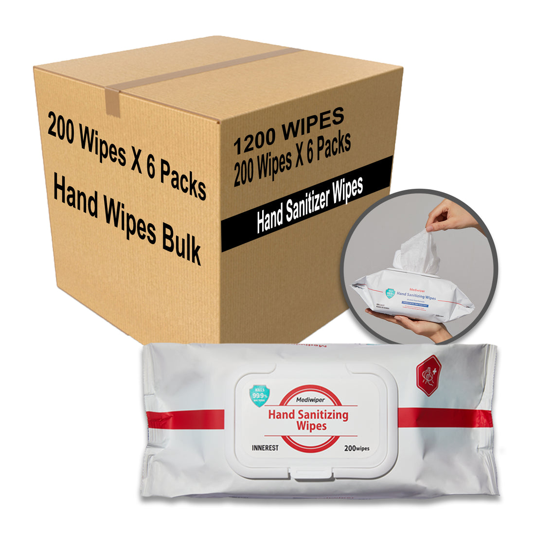 Mediwiper | Hand Sanitizing Wipes (200 ct x 6 packs)