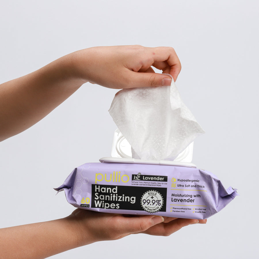 Pullio | 60 Count Lavender Hand Sanitizer Wipes