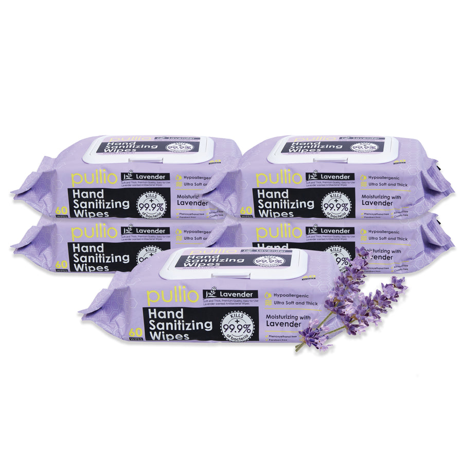Pullio | 60 Count Lavender Hand Sanitizer Wipes