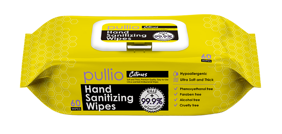 Pullio | 60 Count Citrus Hand Sanitizer Wet Wipes