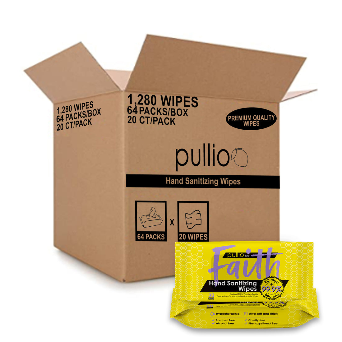 Pullio | 20 Count Faith Hand Sanitizer Wipes